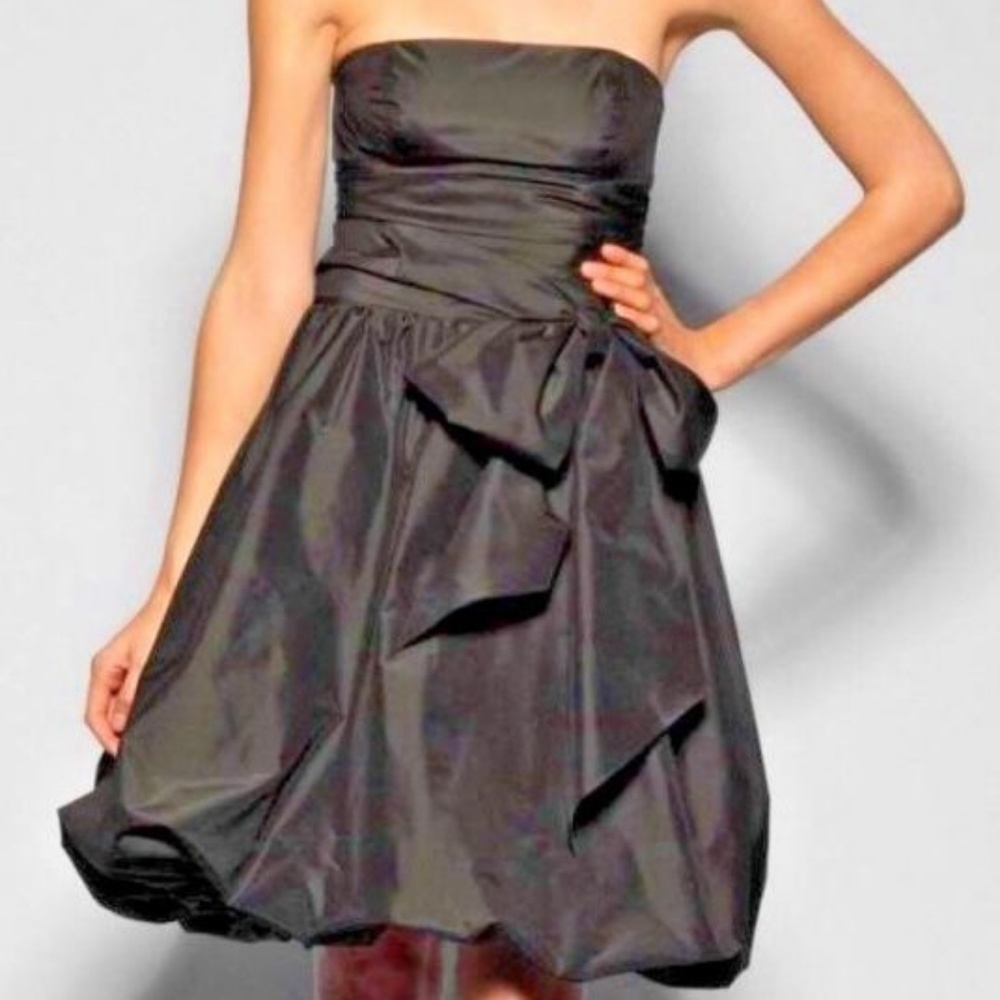 BCBG Black Taffeta Bubble Cocktail Dress with Bow